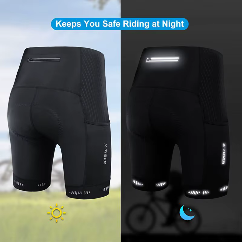 X-TIGER Hommes Cyclisme Shorts avec Poche Arrière 5D Gel Rembourré Vélo Shorts pour Hommes Montagne