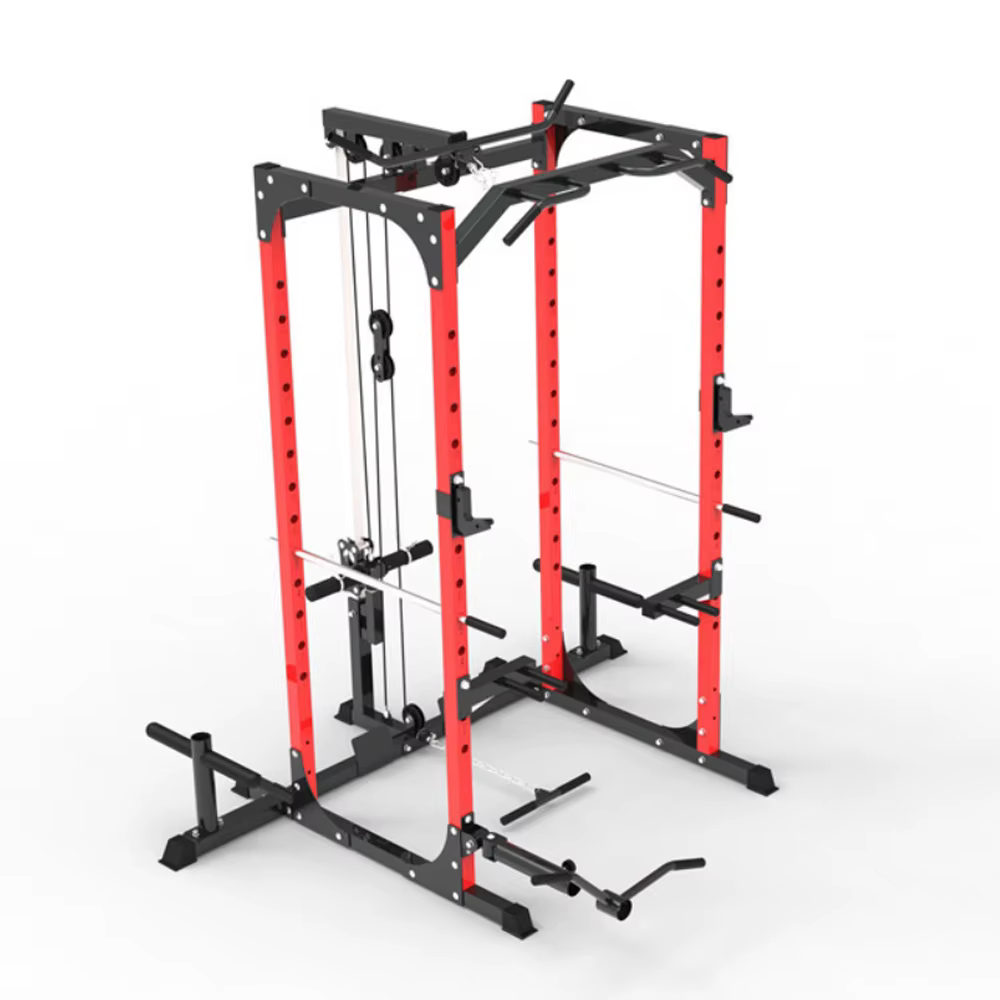 Smith Machine Home Gym 2200LB Power Cage Smith Bar LAT Pulldown Cable System Attachments Strength Tr