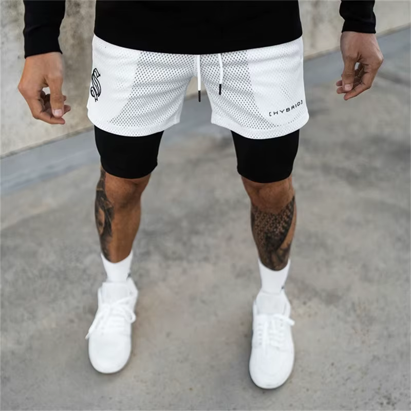 Short 2 en 1 respirant imprimé d'été pour hommes, pour gymnases, Fitness, course à pied, séchage rap