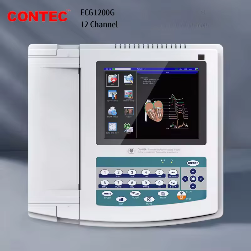 Contec ECG1200G Machine d'électrocardiogramme ECG avec logiciel de synchronisation PC numérique 12 c