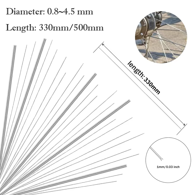 Barres rondes en acier inoxydable, 5 pièces, diamètre de barre fine 0.8 ~ 4.5mm, longueur 330 Mm/500