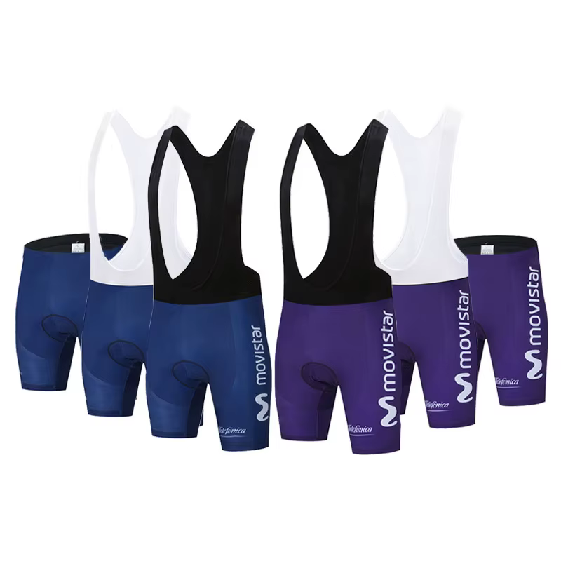 Short de cyclisme VTT 2026 Movistar Pro Team pour homme avec bretelles et gel antidérapant – Maillot
