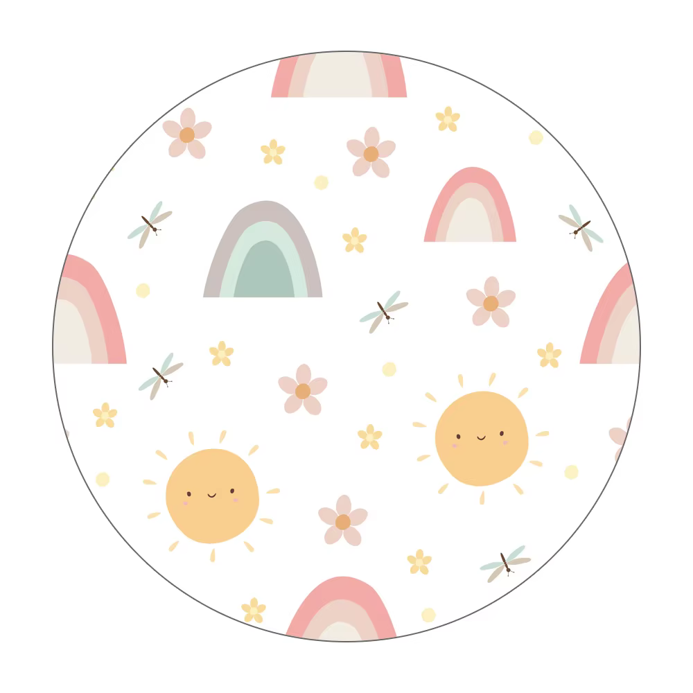 Tapis de sol rond de dessin animé, décoration de maison, motif soleil, bain pour bébé