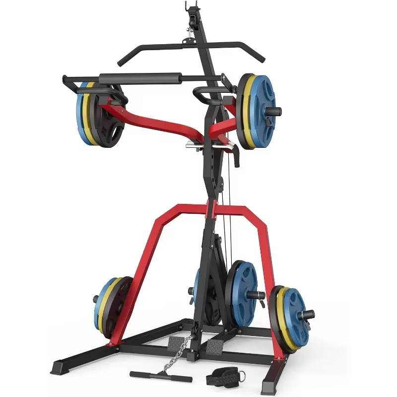 Rack de musculation robuste, station d'entraînement multifonctionnelle pour squats et rameur LAT 2:1