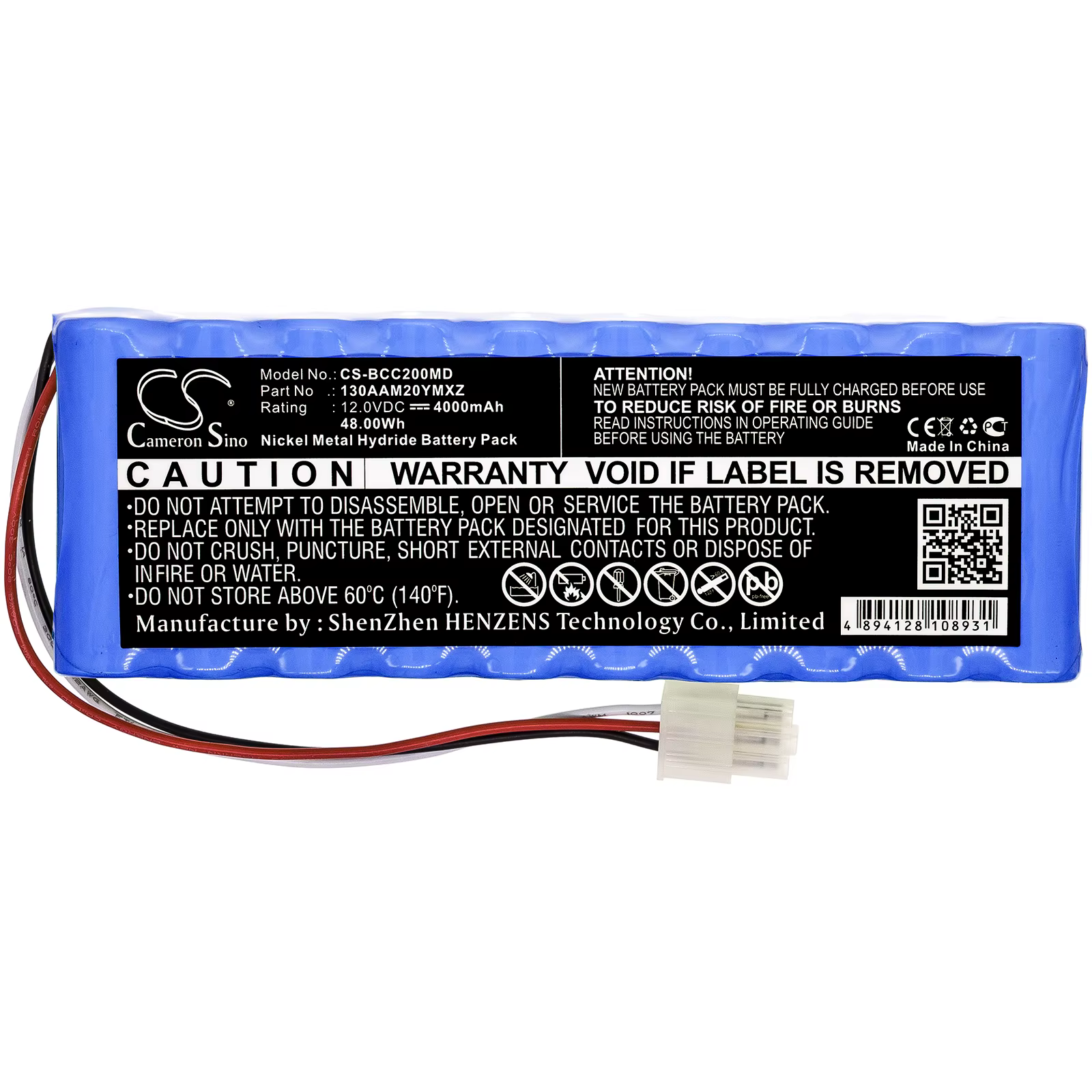 CameronS37- Batterie pour moniteur ECG Bionet Cardio 7, Cardio Touch 12.0, CardioCare 4000, FC1400,F
