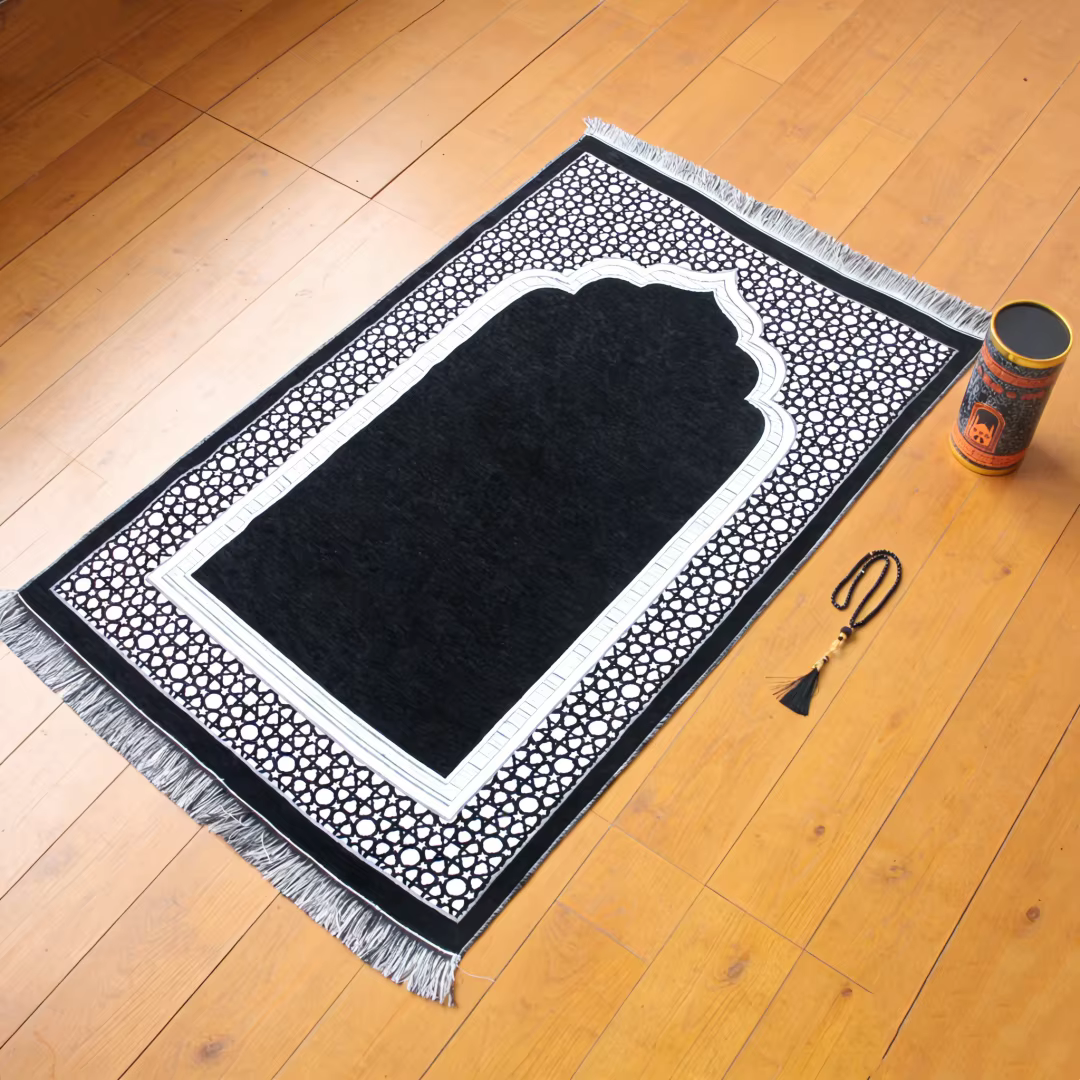 Tapis de prière musulman avec boîte à perles, design islamique, cadeaux de l'Aïd et du Ramadan, tapi