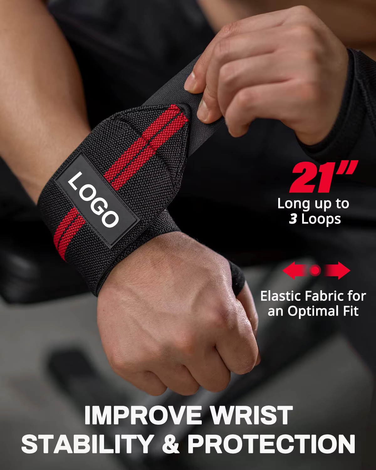 1 paire de bracelets de soutien du poignet, sangles de musculation supplémentaires, bandages de poig