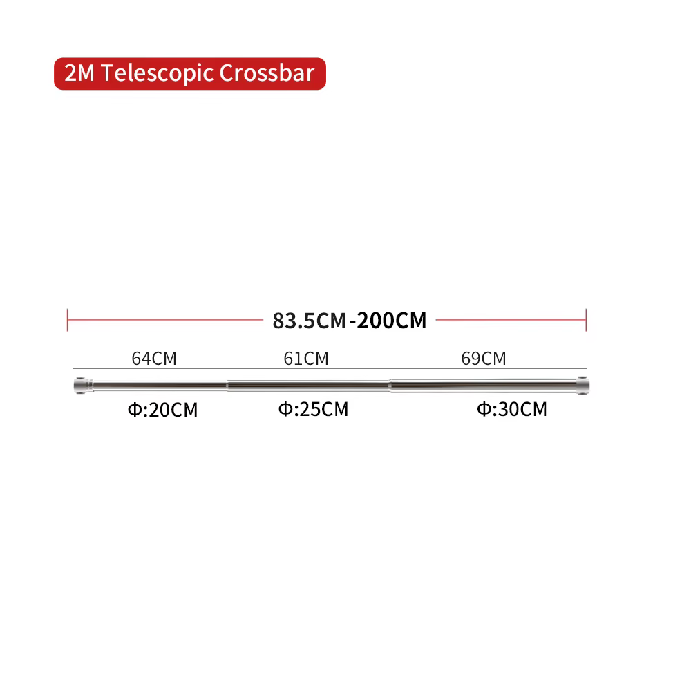 Barre transversale télescopique en acier inoxydable SH 2/3M, tige télescopique adaptée aux supports 