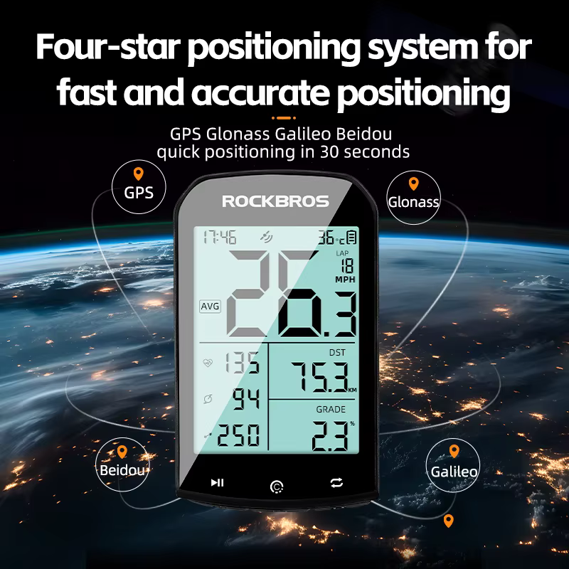 ROCKBROS ordinateur de vélo GPS 5.0 ANT Bluetooth étanche sans fil Cyclocompteur compteur de vitesse