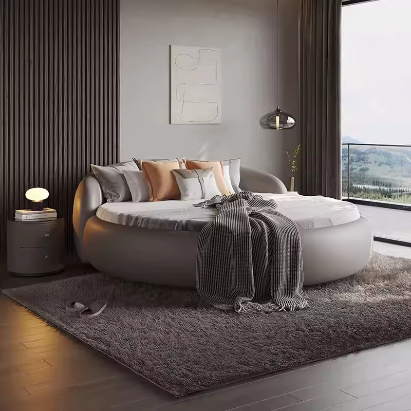 Lit superposé flottant pour adultes, lit rond de luxe, lit queen size, lit en métal de luxe, lit de