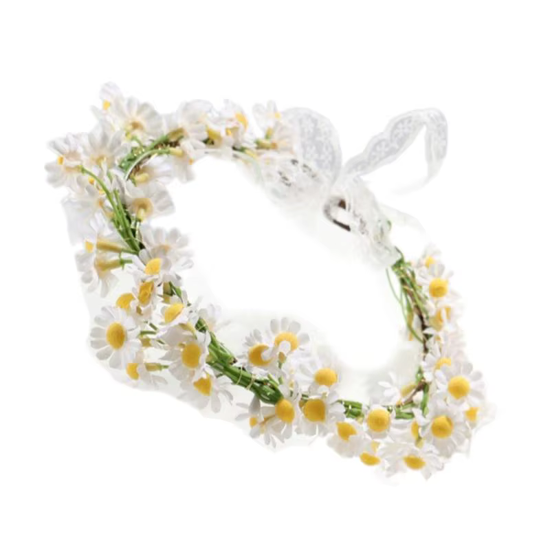 Serre-tête élégant à fleurs marguerite pour mariage festival musique, couronnes bohèmes, guirlandes,