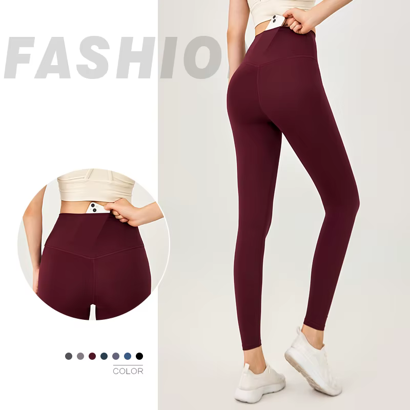Sensation nue Yoga Leggings fesse levage sport serré poches cachées à la taille gymnastique Fitness 