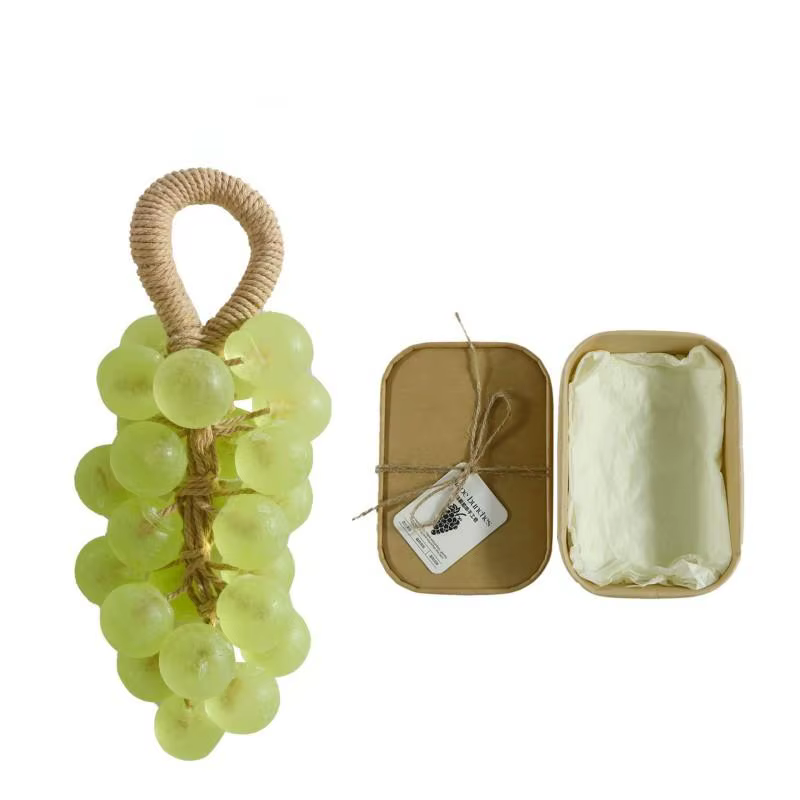 Barre de savon faite à la main, bouquets de raisin perlé, bain, lavage, nettoyage et boîte cadeau no