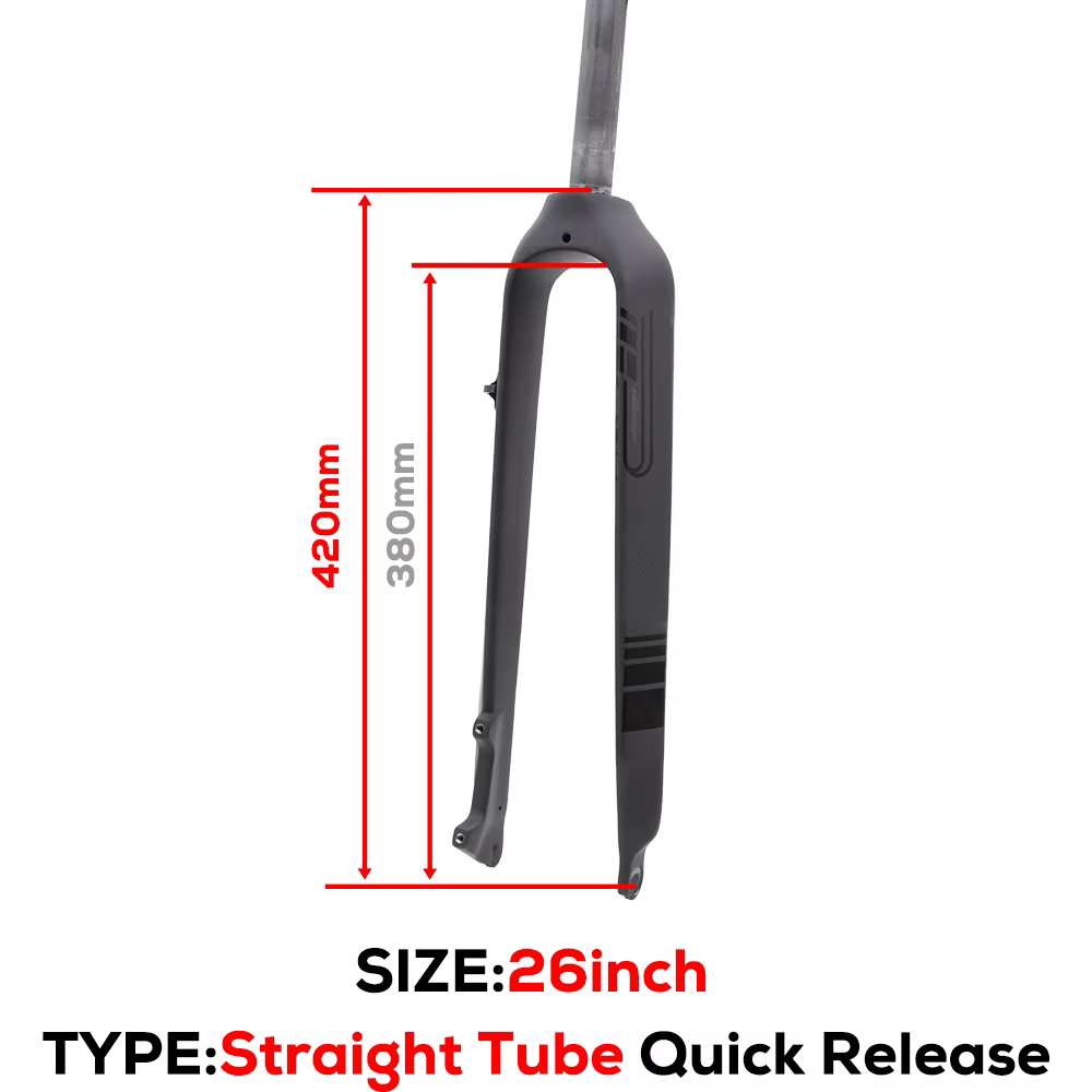 Fourche rigide entièrement en Fiber de carbone pour vtt, fourche de vélo à Tube droit/parabriqué, dé