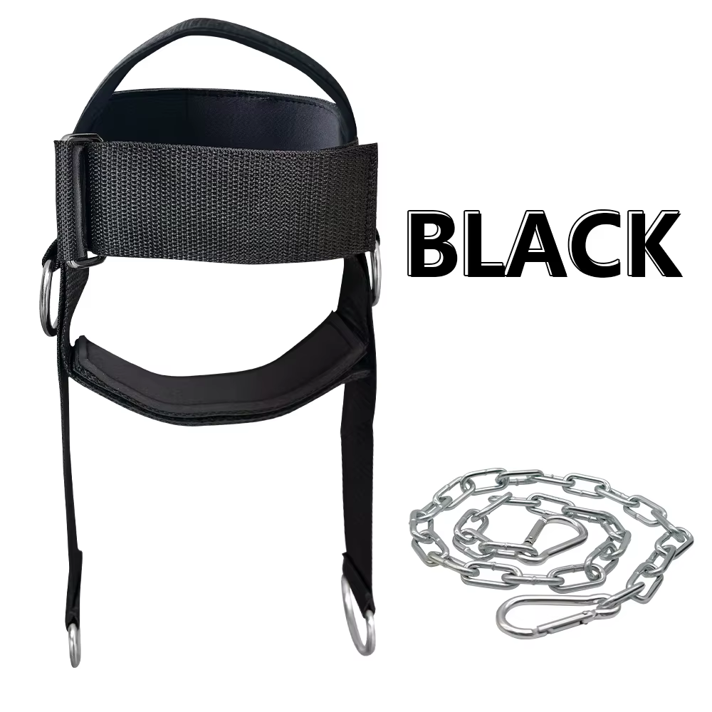 Harnais de musculation pour le cou, sangle en tissu réglable avec chaîne en acier pour l'entraînemen