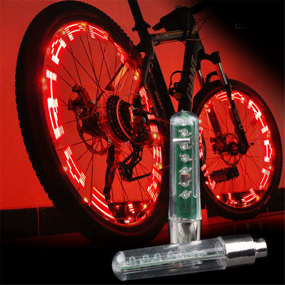 Lettre bouchons de Valve de pneu lumière roue de vélo lampe à rayons 7 couleurs Double face lumière
