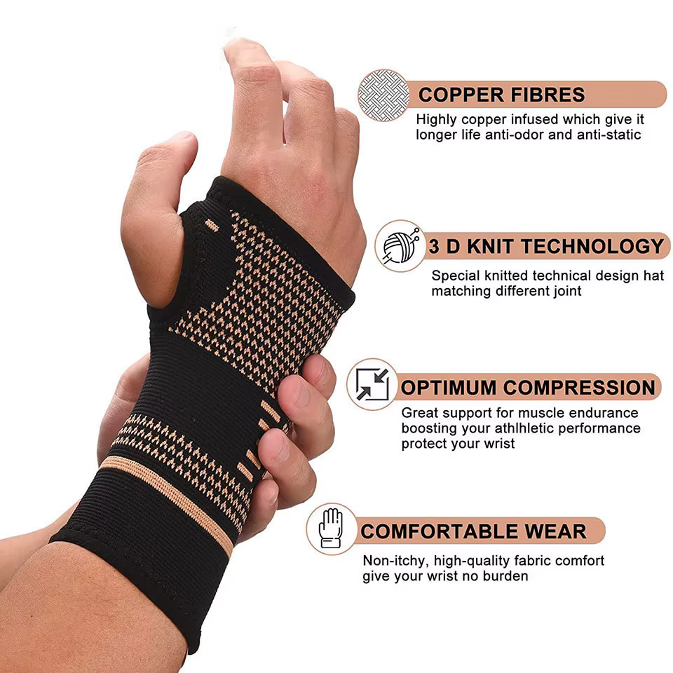1 pièces bracelet de poignet en Fiber de cuivre élastique Sport pansement bracelet main soutien de g