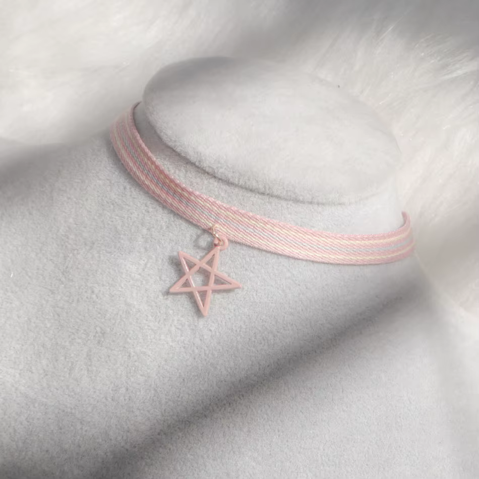 Collier ras du cou sexy étoile rose pour femme, pendentif pentagone tendance, bijoux de clavicule, a