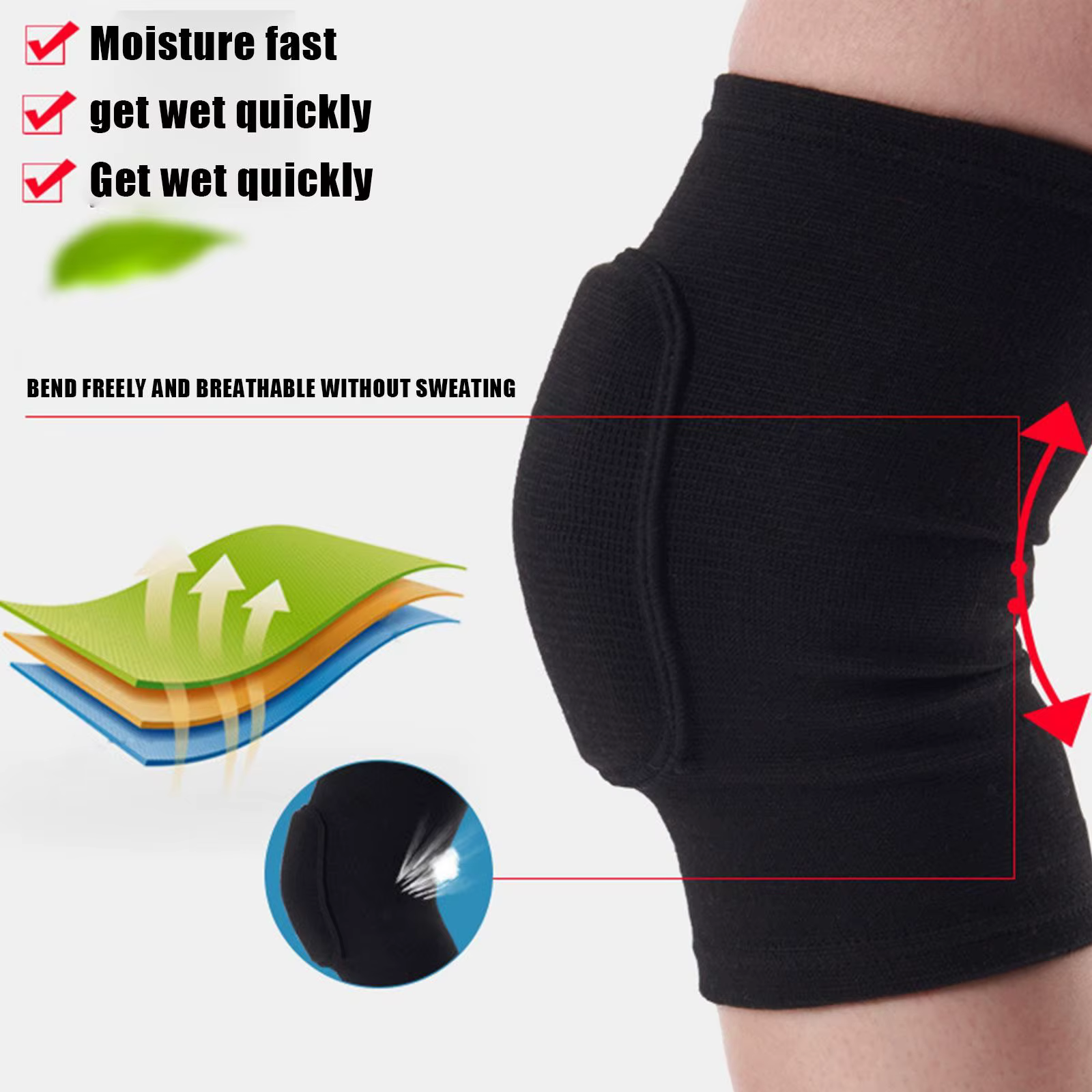Genouillères de compression pour le sport, genouillères élastiques, éponge épaissie, support de geno