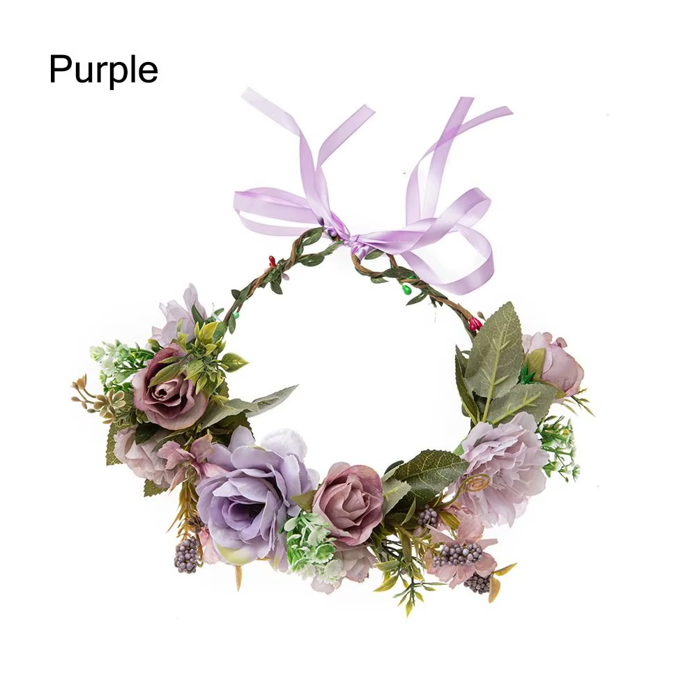 Couronne de fleurs bohème pour festival et mariage, accessoires photo, couronne florale en roses et 