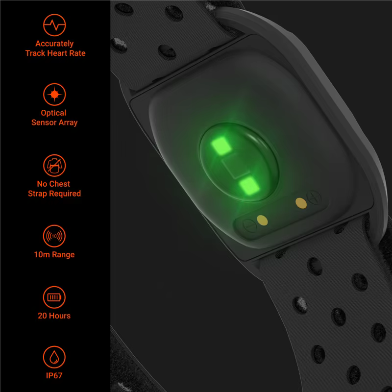 COOSPO Fréquence Cardiaque Brassard Bluetooth Ant+, Brassard Cardiofrequencemetre en Temps réel, Cap