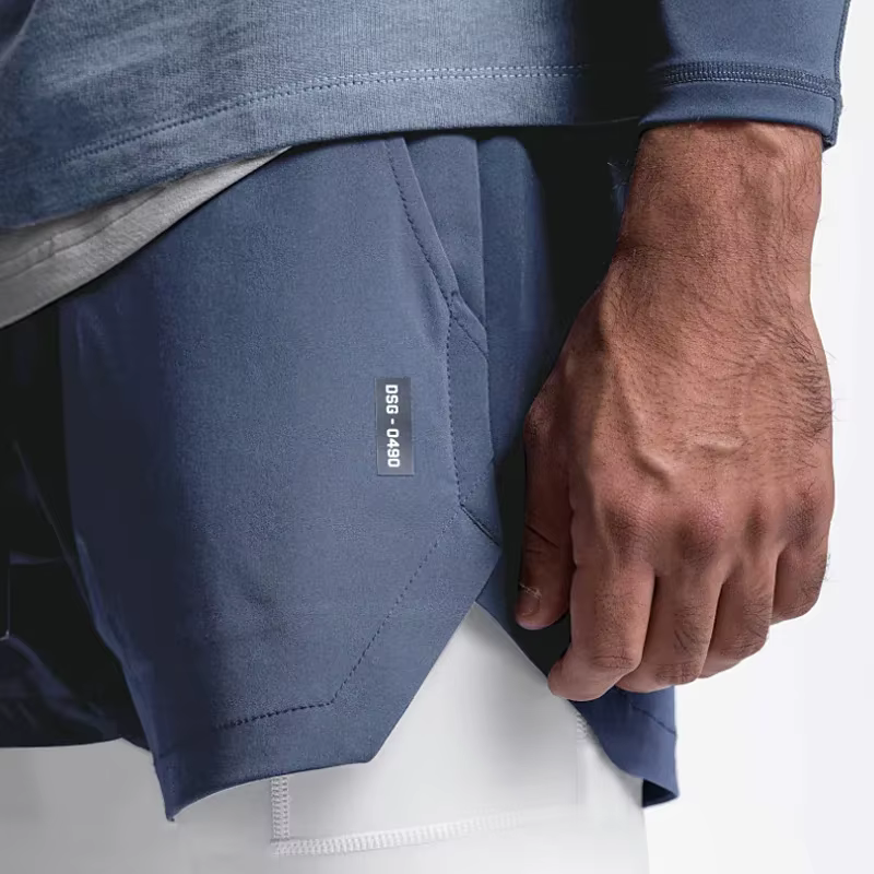 Hommes gymnases Fitness 2 en 1 Shorts à séchage rapide été course musculation Jogging pantalons cour