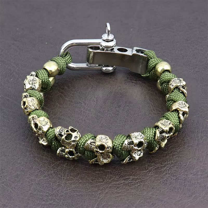 Bracelets de crâne populaires à la mode pour hommes, cadeau Vintage tissé réglable, breloque Punk Ro