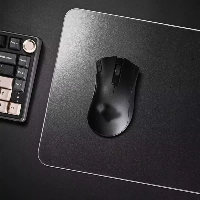W-WALLHACK SP004 Tapis de souris en verre trempé noir et blanc, tapis de bureau pour e-sport, tapis 