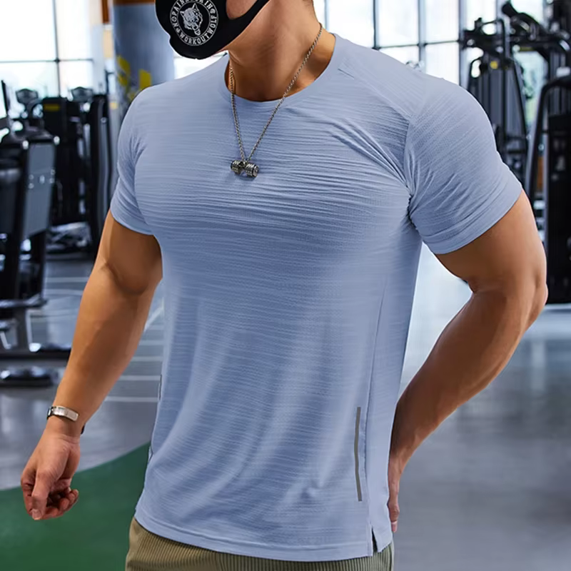 T-shirt de compression d'entraînement musculaire pour hommes, t-shirt de course à pied, tee-shirt se