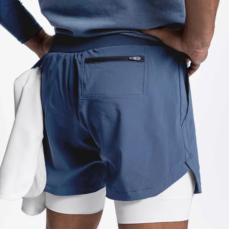 Hommes gymnases Fitness 2 en 1 Shorts à séchage rapide été course musculation Jogging pantalons cour