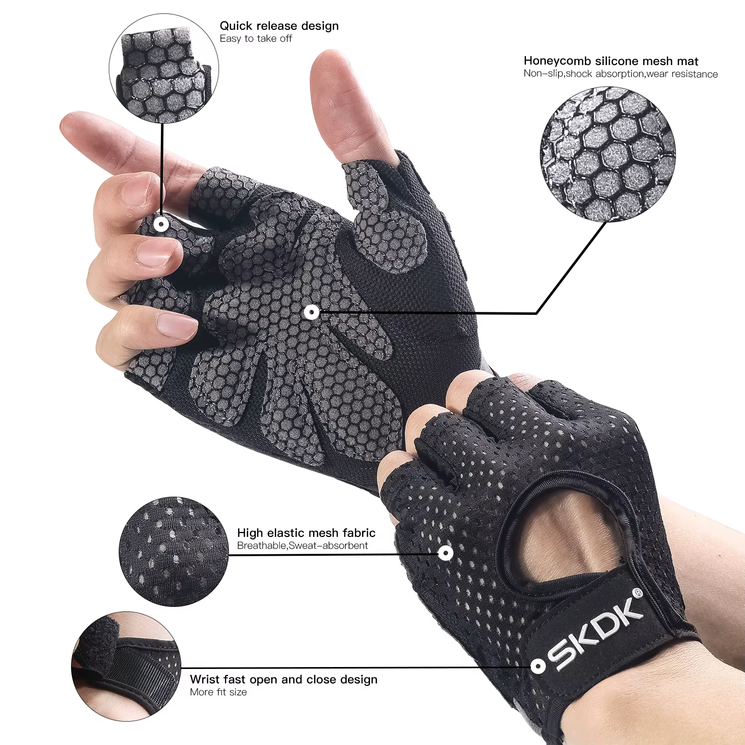 SKDK – gants d'haltérophilie en Silicone, accessoires de Fitness respirants, paume creuse