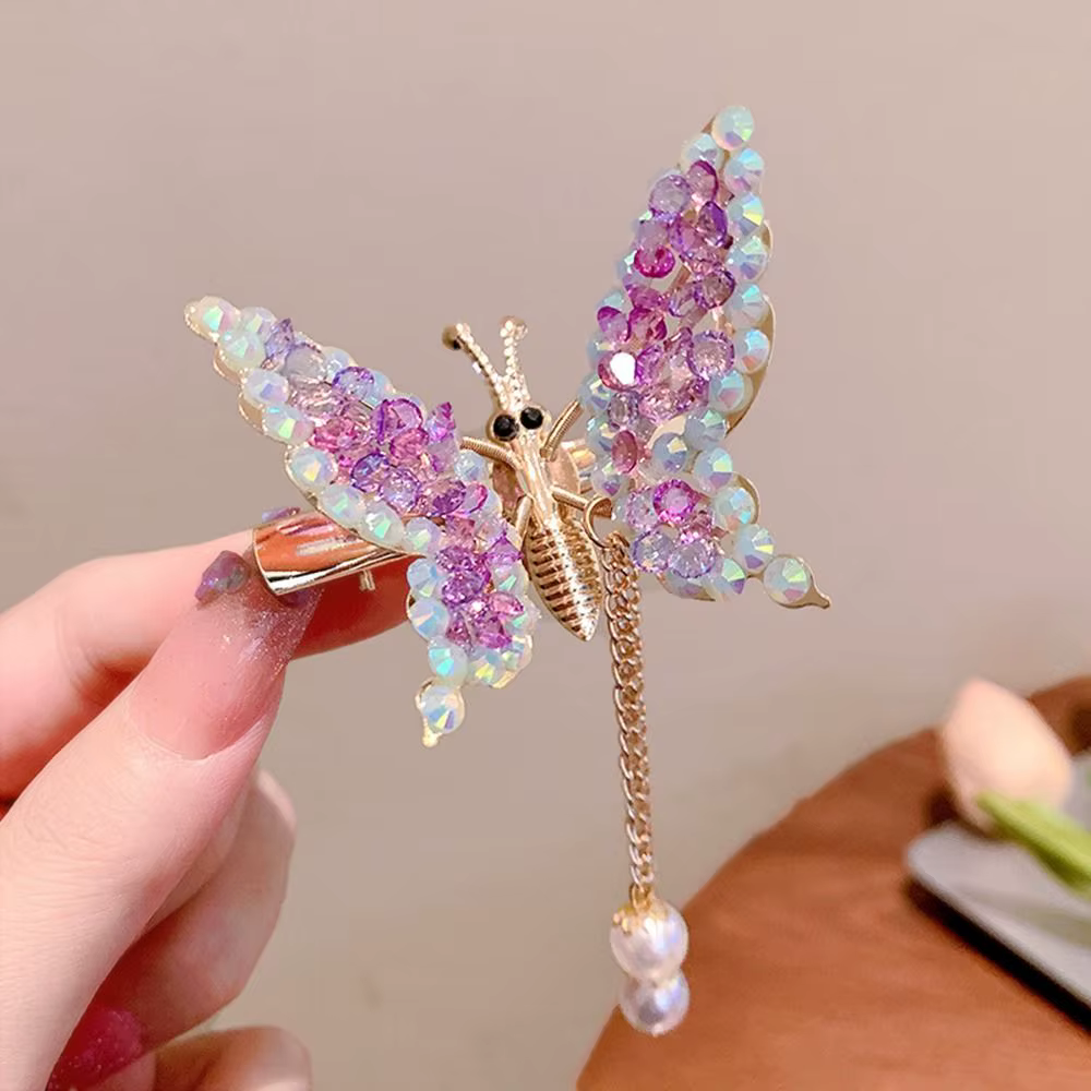 Épingle à cheveux papillon pour femmes, accessoires de coiffure, pompon, vêtements de sauna, pinces 