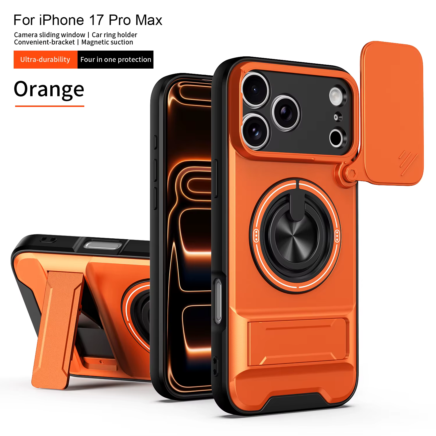 Coques de protection magnétiques antichoc avec béquille verticale pour iPhone 17 Pro Max, 16 Pro Max