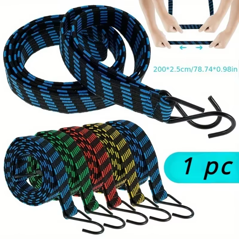 Cordons élastiques élastiques de 2M, 1 pièce, avec crochets, corde élastique plate antidérapante pou