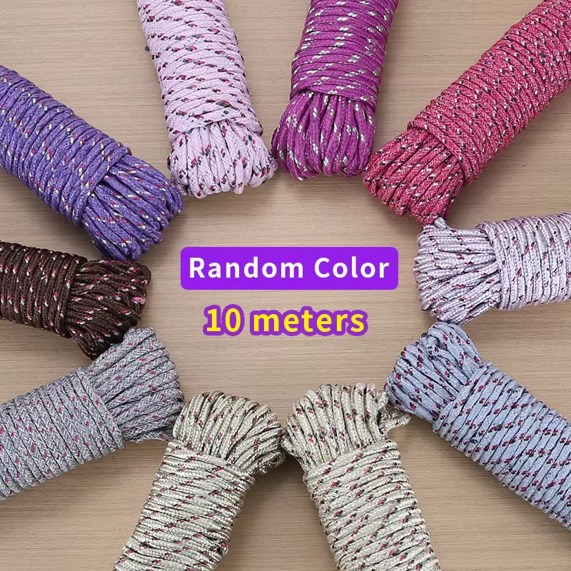 Corde tressée en coton naturel de 10 m, solide, faible élasticité, polyvalente, pour étendre le ling
