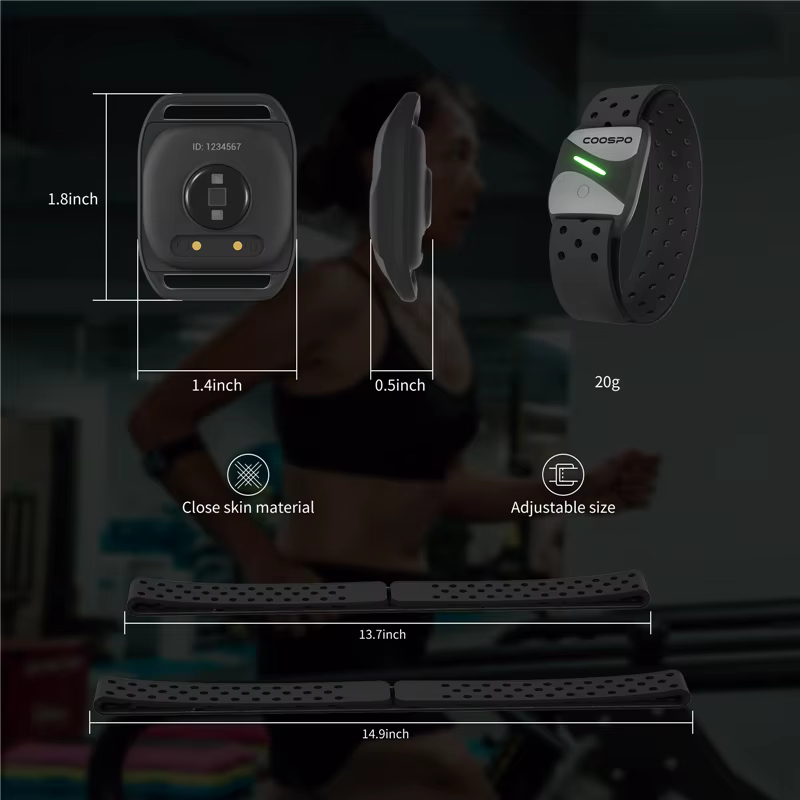 COOSPO Fréquence Cardiaque Brassard Bluetooth Ant+, Brassard Cardiofrequencemetre en Temps réel, Cap