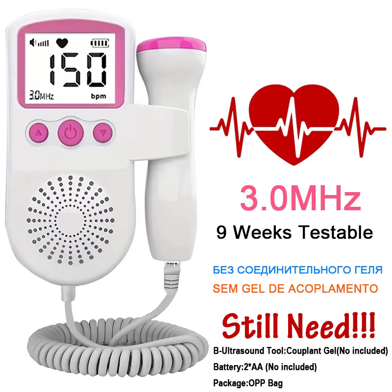 Détecteur de battement de coeur fœtal Doppler 3.0HZ, soins pour bébé, dispositif pour écouter le bat