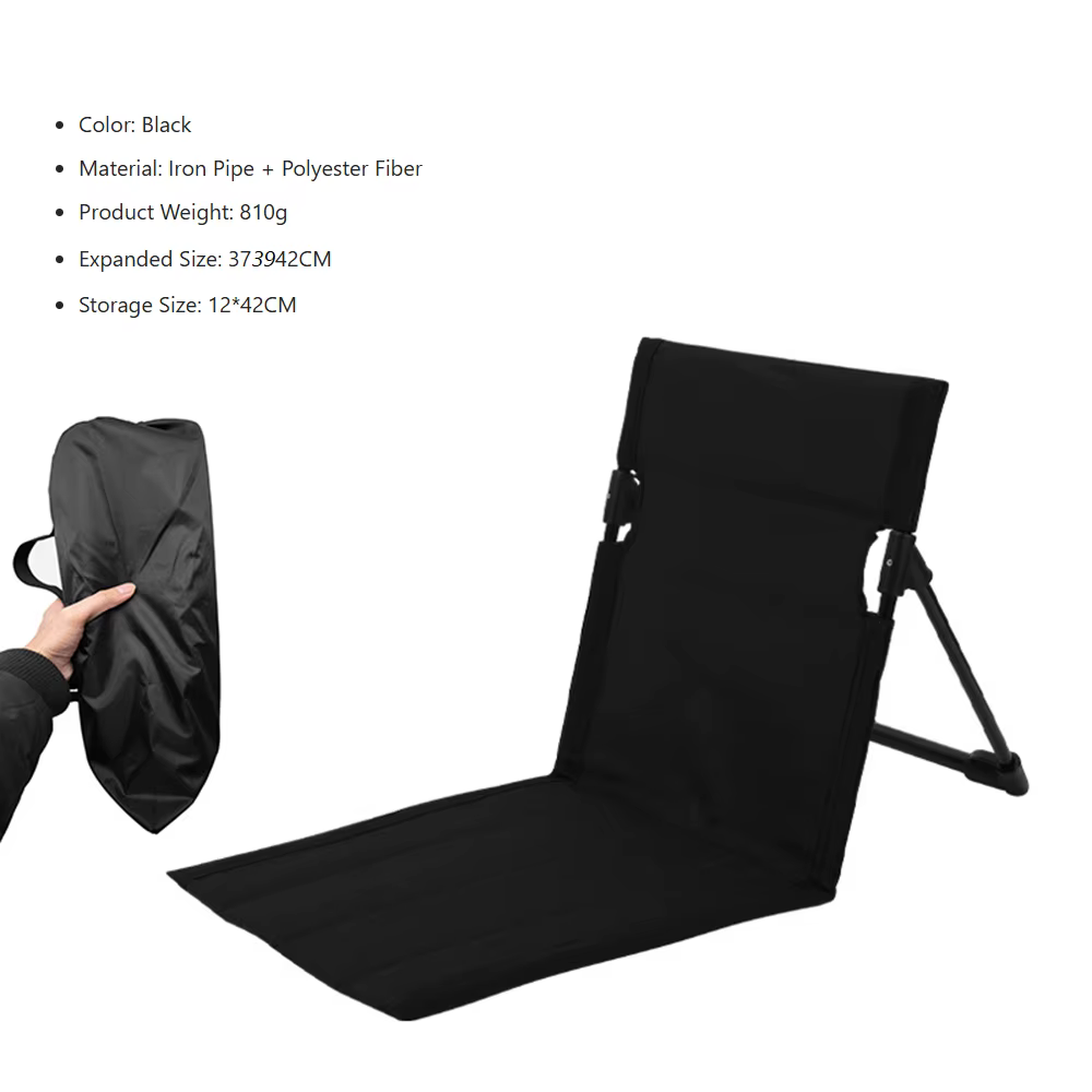 Chaise de camping pliable pour extérieur, jardin, parc, chaise paresseuse individuelle avec coussin 