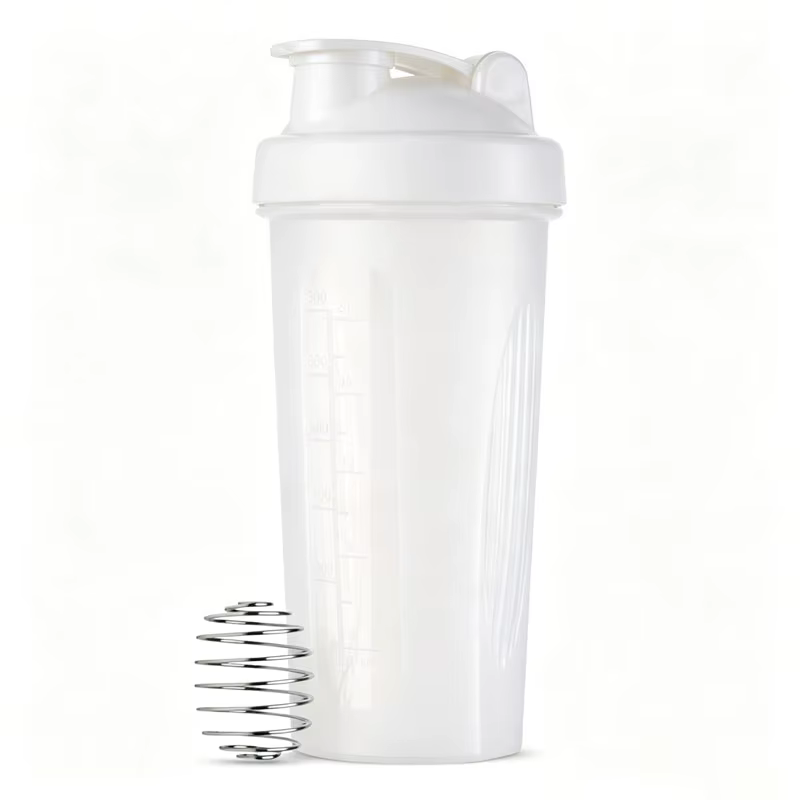 Bouteille shaker de 600 ml (20 oz) avec boule en acier inoxydable, sans BPA, en plastique, anti-fuit
